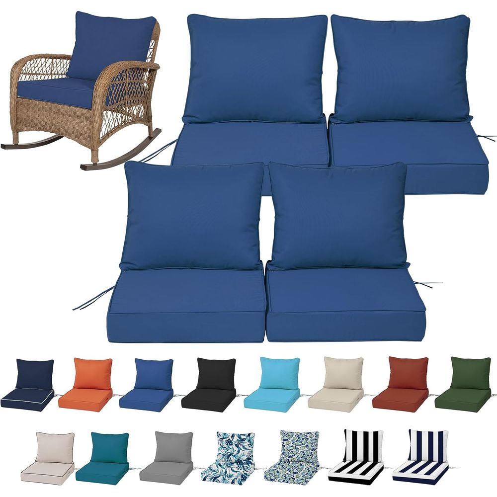 Outdoor Furniture Cushion - 24x24 Outdoor-Tiefsitzkissen-Set (4 Stück), Ersatz-Schaumstoffkissen für