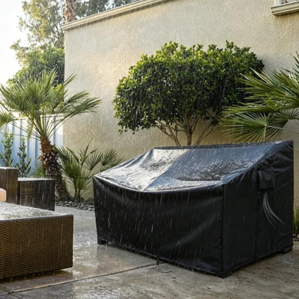 Outdoor Furniture Black - Robuste Gartenmöbel-Abdeckung Wasserdichter Outdoor-Sofa-Überzug Schwarze 210D