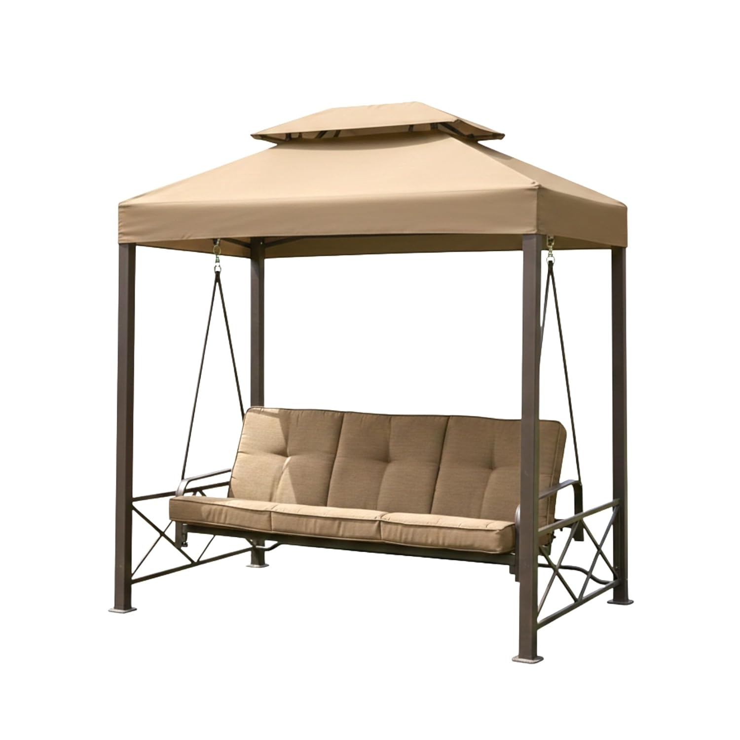 Outdoor Furniture Gazebo - Langlebige Ersatz-Überdachung für 3-Sitzer-Schaukel-Pavillon, klassischer Sandfarben,