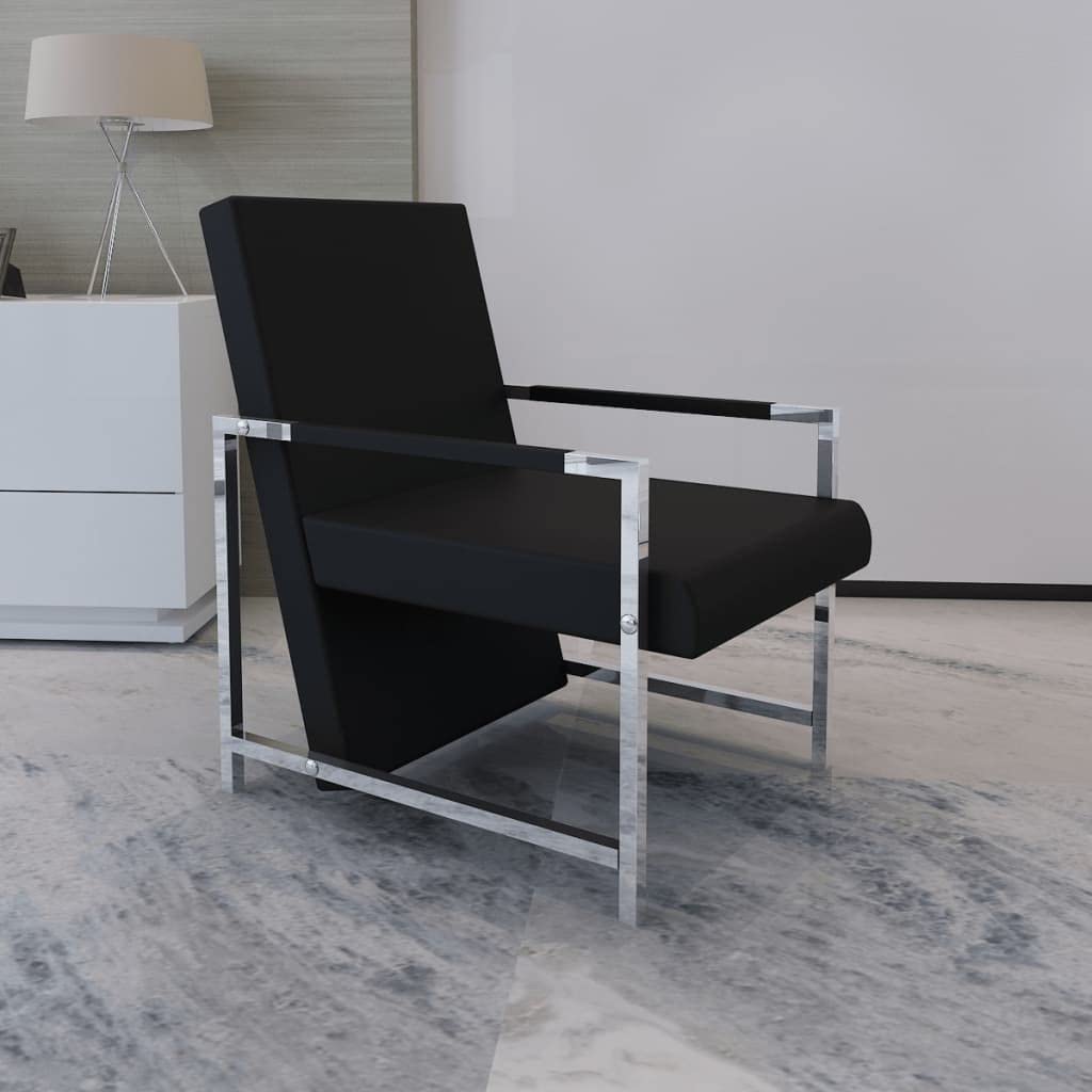 Outdoor Furniture Black - Hochlehniger Würfelsessel, Loungesessel, Kunstleder, Wohnzimmer Schlafzimmer