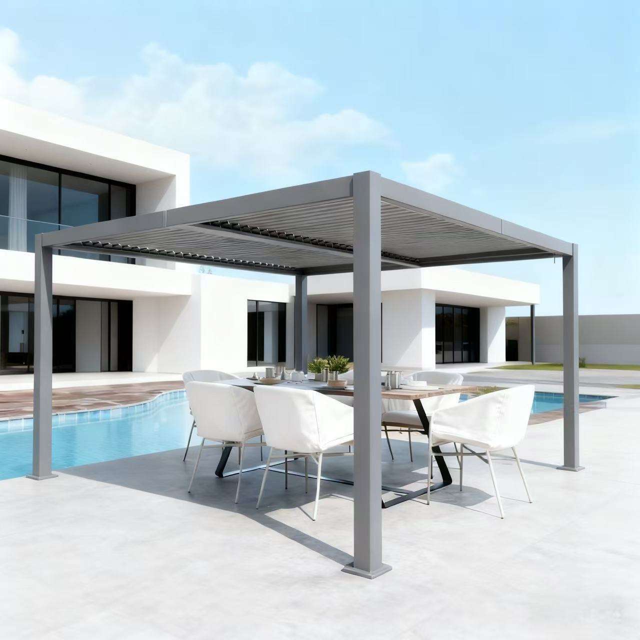Outdoor Furniture Gazebo - Villa Fashion Outdoor Sonnenschutz-Pavillon Freizeit-Schwimmbad Aluminium-Legierung