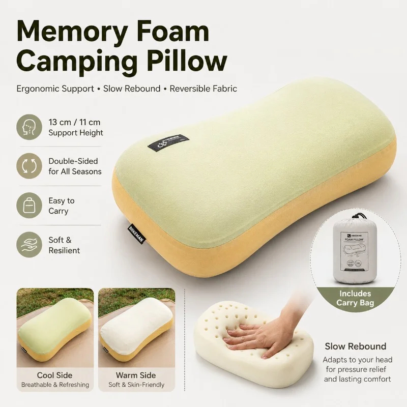 Outdoor Furniture Pillows - Ultraleichtes Tragbares Kissen Memory-Schaum Campingkissen Langsam