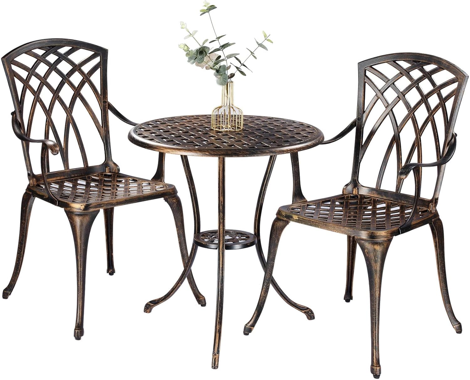 Outdoor Furniture Aluminium - Bronzefarbenes, rostbeständiges 3-teiliges Bistro-Set aus Aluminiumguss