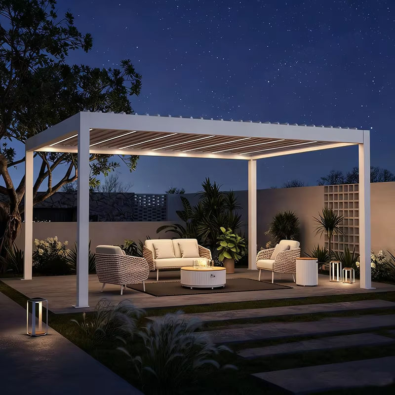Outdoor Furniture Gazebo - Rostfreier, robuster Gartenpavillon mit LED-Beleuchtung und
