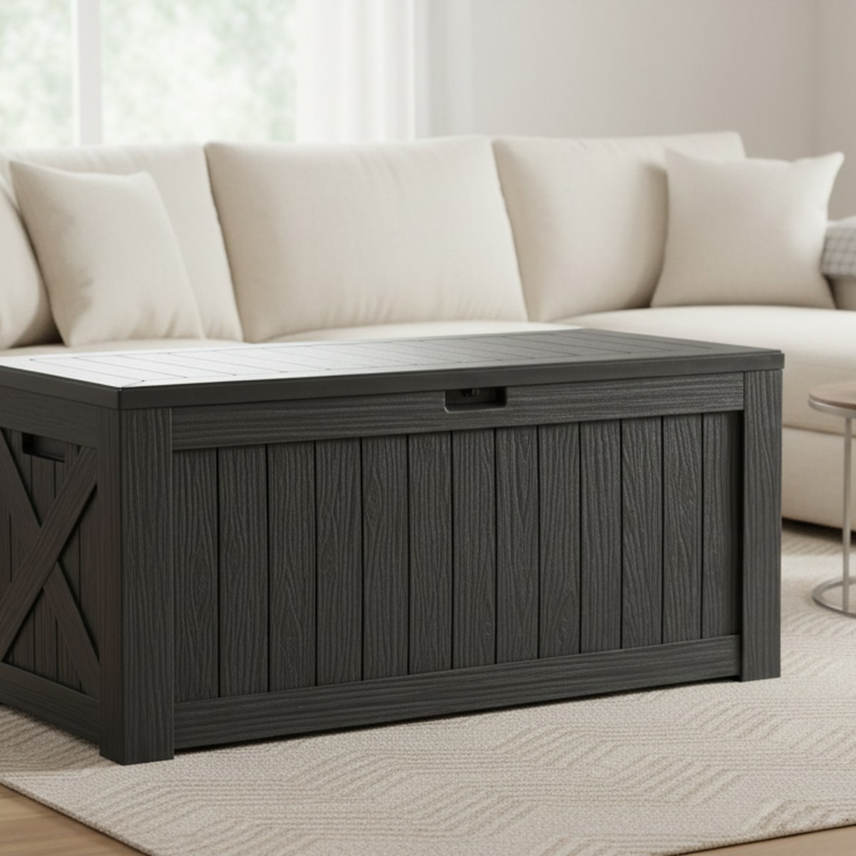 Outdoor Furniture Resin - Große 120-Gallonen Outdoor-Deckbox, wasserdichte Aufbewahrungstruhe aus