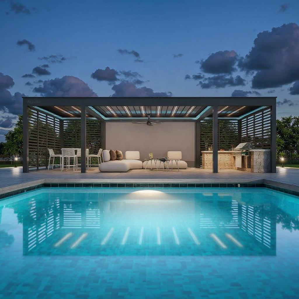 Outdoor Furniture Gazebo - Verschiedene Größen Aluminium-Legierung Rechteckige Pergola Freizeit-Schwimmbad
