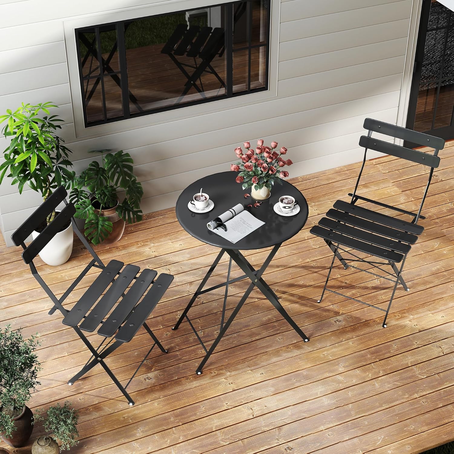 Platzsparendes schwarzes 3-tei – Outdoor Furniture Black Bewertung und Preis